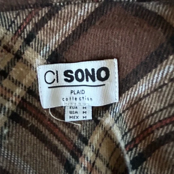 Ci Sono Brown Plaid Oversized Flannel Shirt - Picture 5 of 6